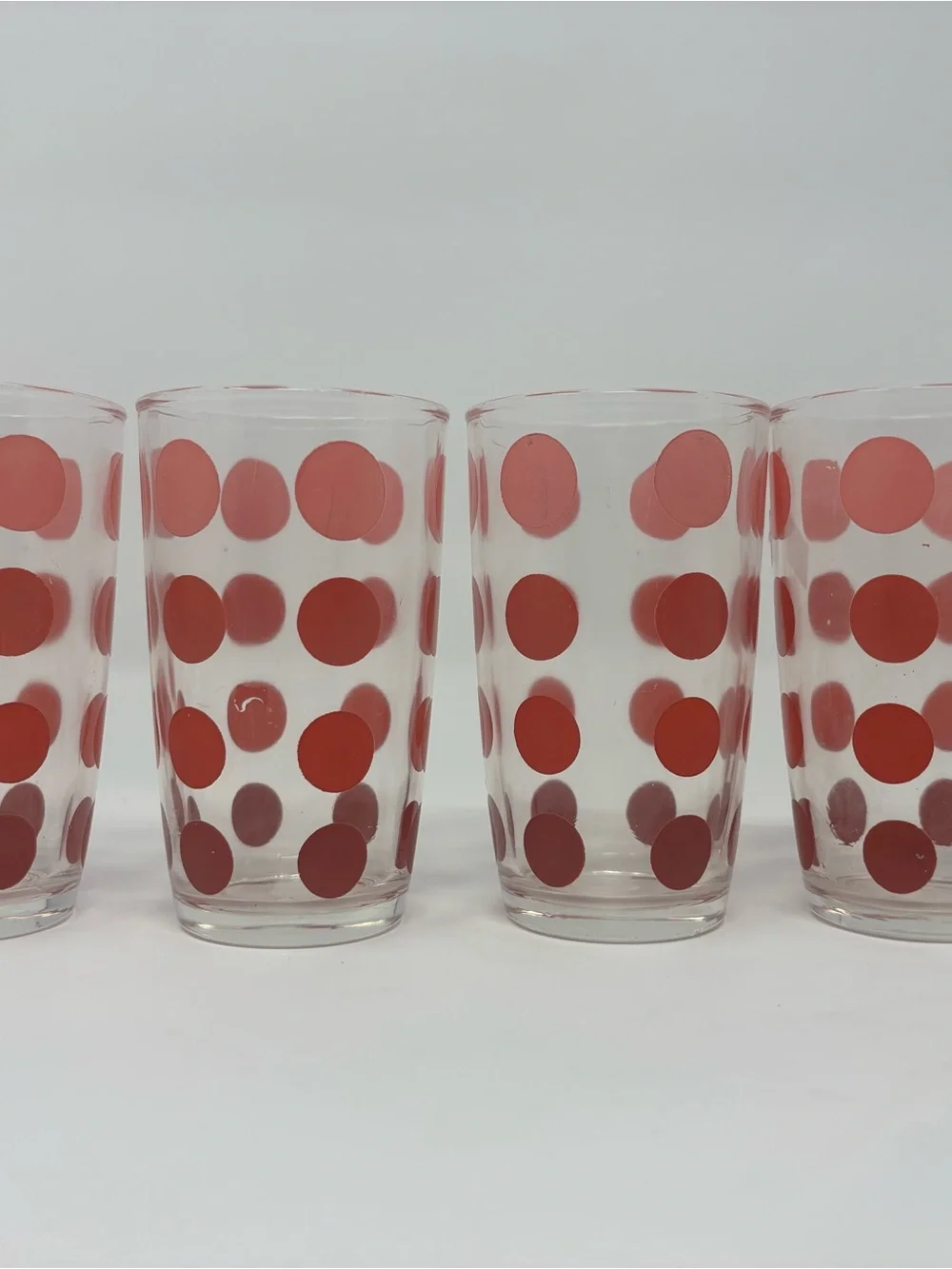Vintage Red Polka Dot Glass Tumbler Set - Vintage